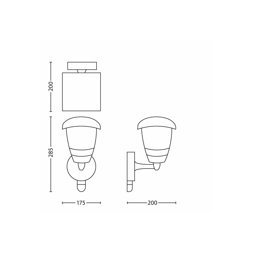 Philips - Sieninis lauko šviestuvas su jutikliu 1xE27/60W