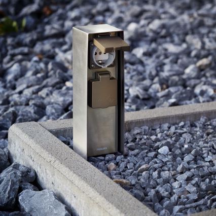Philips 17108/47/16 - Lauko kištukinių lizdų stulpas MYGARDEN ROCK 230V IP44 SCHUKO