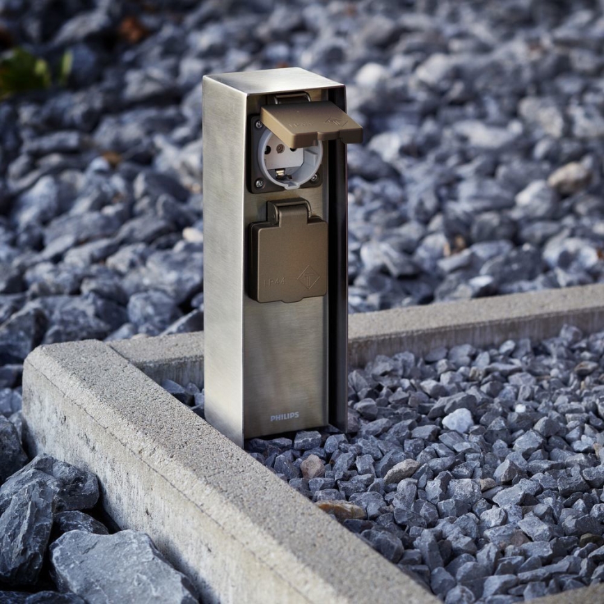 Philips 17108/47/16 - Lauko kištukinių lizdų stulpas MYGARDEN ROCK 230V IP44 SCHUKO