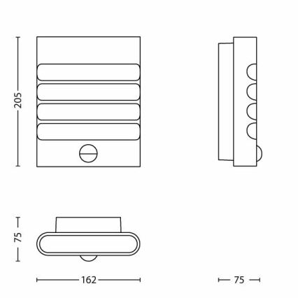 Philips - LED lauko šviestuvas su jutikliu 1×LED/3W IP44