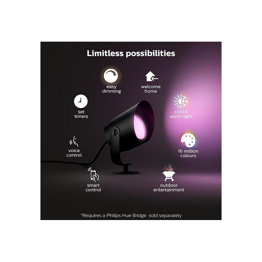 Philips-LED RGB Reguliuojama lauko lempa Hue LILY LILY LED/15W/24V IP65