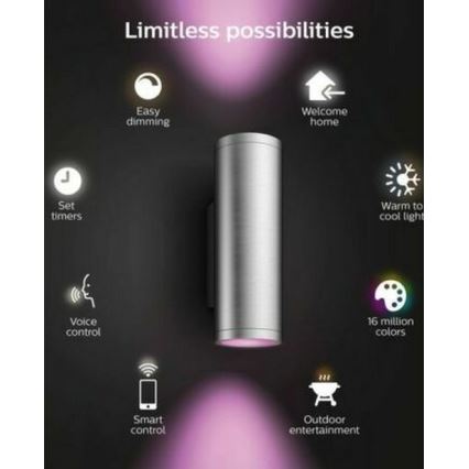 Philips - LED RGBW Reguliuojamas lauko sieninis šviestuvas Hue APPEAR 2xLED/8W/230V IP44