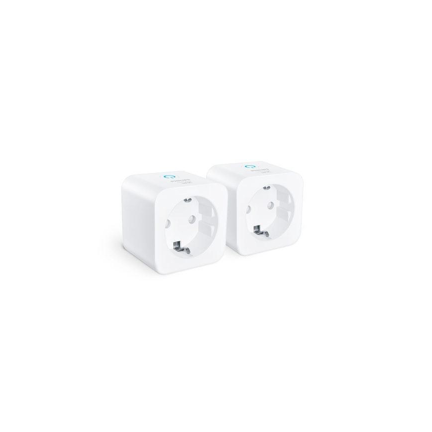 Philips - 2 vnt. išmanių SCHUKO kištukinių lizdų komplektas, 2300 W, Wi‑Fi