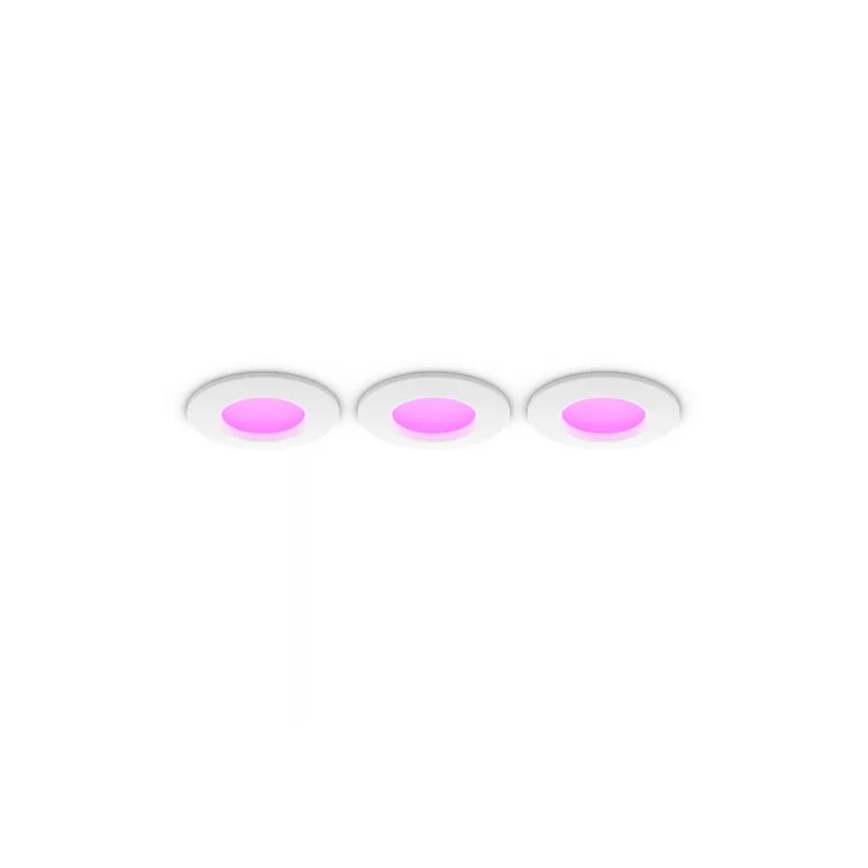 Philips - RINKINYS 3x LED RGBW reguliuojami vonios įmontuojami šviestuvai Hue SLIM LED/8,3W/230V 1000-20000K balti P44