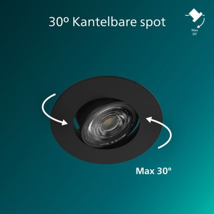 Philips - Rinkinys 3 vnt. dimeriuojamų įleidžiamųjų LED šviestuvų CILANTRO LED/5W/230V 4000K, juodos spalvos