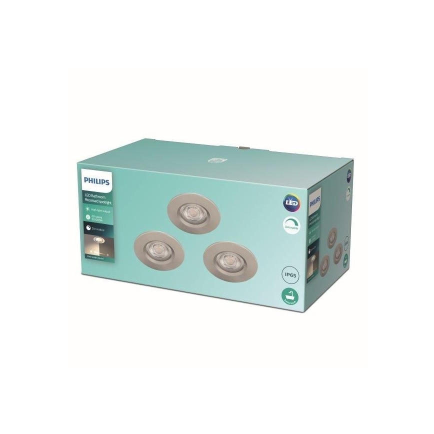 Philips - 3x LED Reguliuojamas vonios šviestuvas LED/5W/230V 2,700K IP65