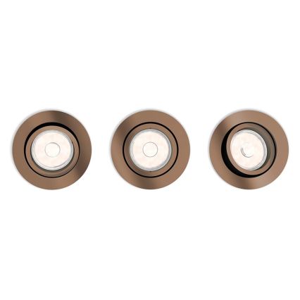 Philips 50393/05/PN - KOMPLEKTAS 3x Įleidžiamas šviestuvas DONEGAL 1xGU10/5,5W/230V