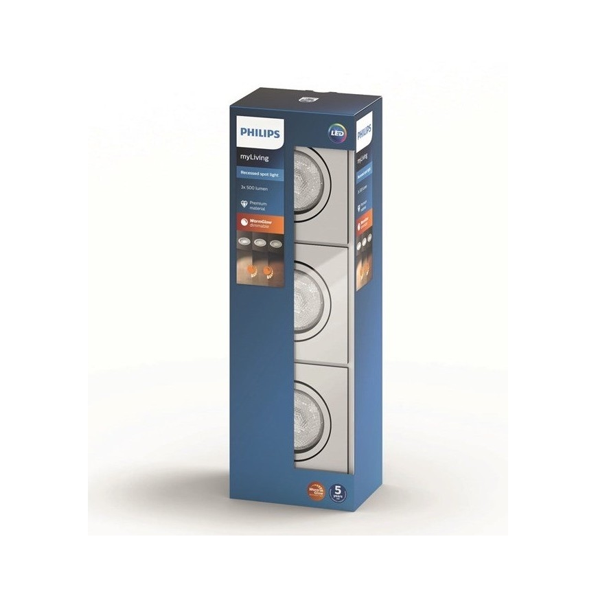 Philips  50393/11/P0 - RINKINYS 3xLED Pritemdomas šviestuvas SHELLBARK LED/4,5W/230V