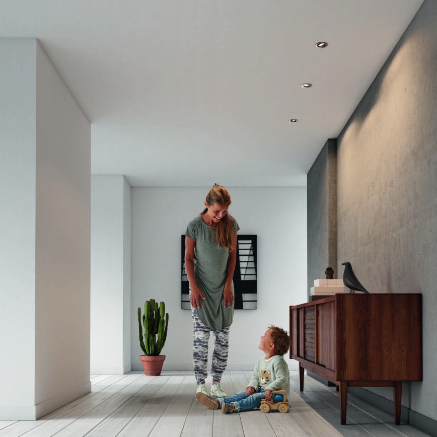 Philips - Rinkinys 3x LED RGBW dimeriuojami įleidžiami šviestuvai 1xGU10/4,8W/230V, matinis chromas + nuotolinio valdymo pultas