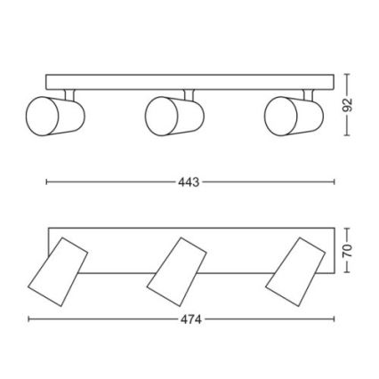Philips - Akcentinis LED šviestuvas 3xGU10/5,5W/230V