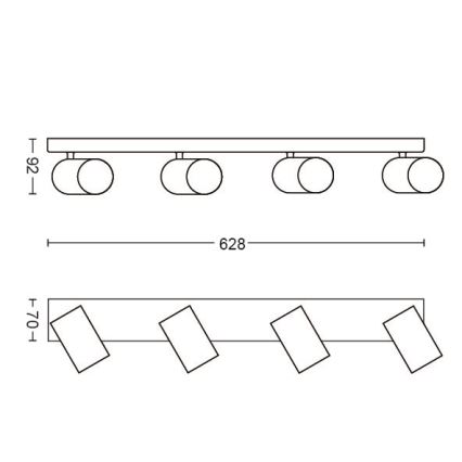 Philips - Kryptinis šviestuvas 4xGU10/5,5W/230V