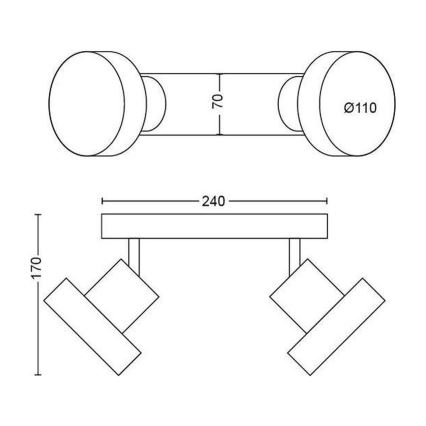 Philips 50602/30/P0 - LED Reguliuojamas akcentinis šviestuvas BUKKO 2xLED/4,5W/230V