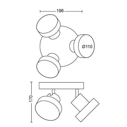 Philips 50603/30/P0 - LED Reguliuojamas akcentinis šviestuvas BUKKO 3xLED/4,3W/230V