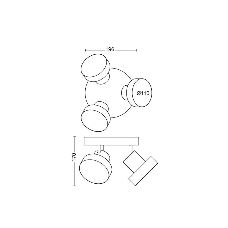 Philips 50603/30/P0 - LED Reguliuojamas akcentinis šviestuvas BUKKO 3xLED/4,3W/230V
