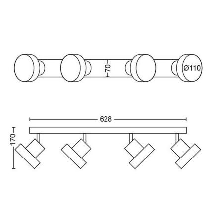 Philips 50604/31/P0 - LED Akcentinis šviestuvas BUKKO 4xLED/4,3W/230V