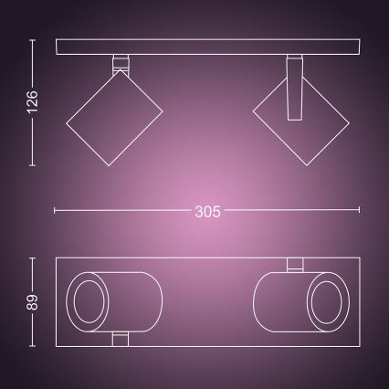 Philips - LED RGBW Pritemdomi akcentiniai šviestuvai Hue ARGENA 2xGU10/5,7W/230V