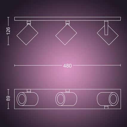 Philips - LED RGBW Pritemdomi akcentiniai šviestuvai Hue ARGENA 3xGU10/5,7W/230V