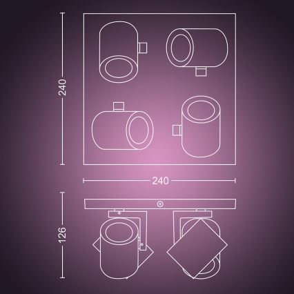 Philips - LED RGBW Pritemdomi akcentiniai šviestuvai Hue ARGENA 4xGU10/5,7W/230V