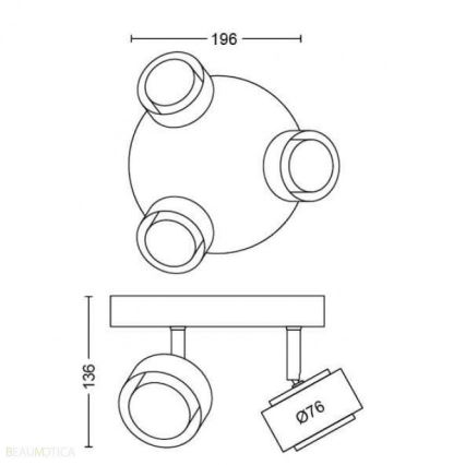 Philips 50653/05/P0 - LED Akcentinis šviestuvas FERANO 3xLED/4,3W/230V