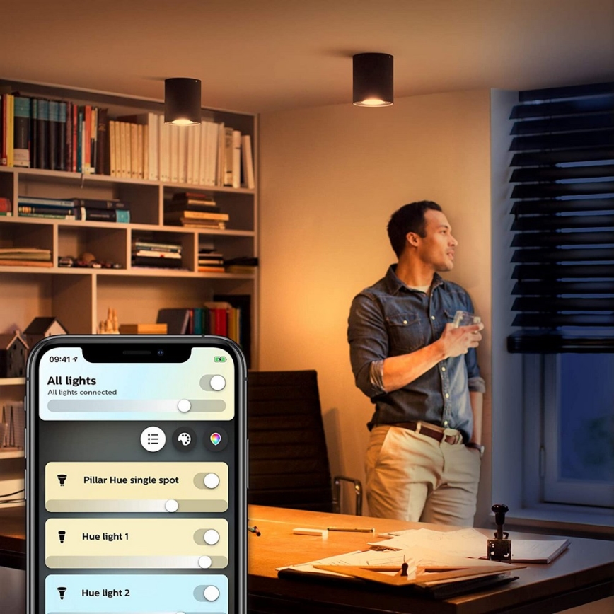 Philips - LED pritemdomas akcentinis apšvietimas Hue PILLAR 1xGU10/5W/230V + nuotolinio valdymo pultas