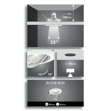 Philips 59270/31/16 - LED įleidžiamas lubinis vonios šviestuvas SMARTSPOT NASH 1xGU10/3,5W/230V