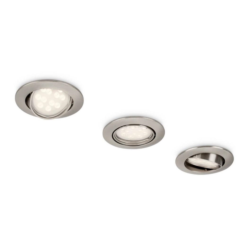 Philips 59273/17/16 - RINKINYS 3x LED Vonios įleidžiamas šviestuvas NASH 1xGU10/3,5W/230V IP23