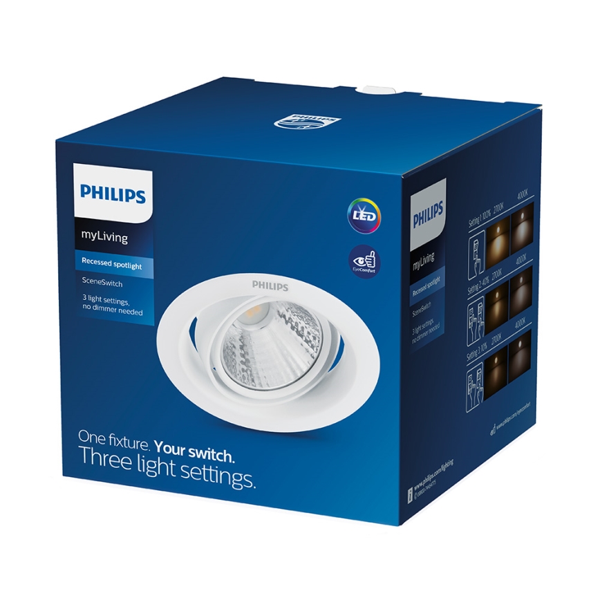 Philips - dimeriuojamas įleidžiamas LED šviestuvas SCENE SWITCH LED/5W/230V 4000K