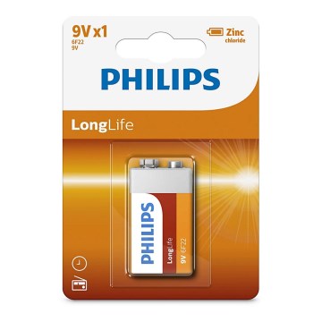 Philips 6F22L1B/10 - Cinko chlorido baterijos  6F22 LONGLIFE 9V 150mAh