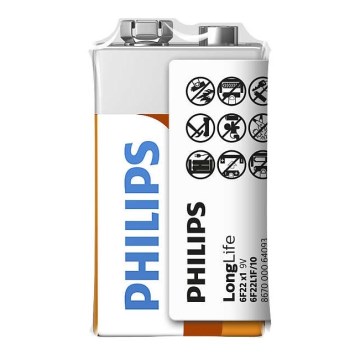 Philips 6F22L1F/10 - Cinko chlorido baterijos  6F22 LONGLIFE 9V 150mAh