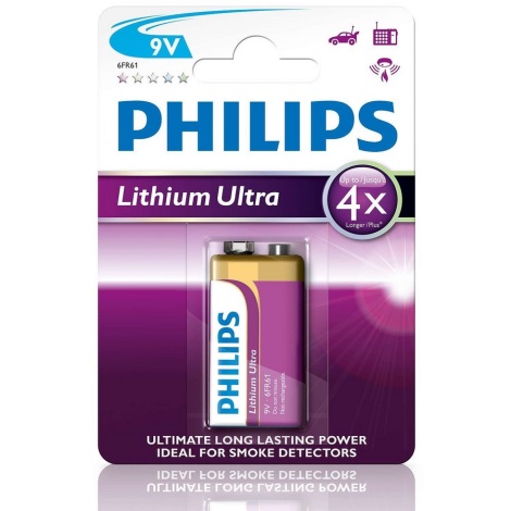 Philips 6FR61LB1A/10 - Ličio baterijos  6LR61 LITHIUM ULTRA 9V