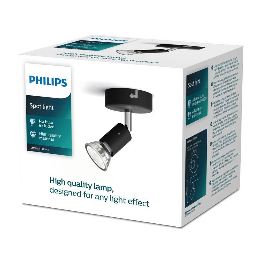 Philips - Akcentinis apšvietimas 1xGU10/50W/230V juoda