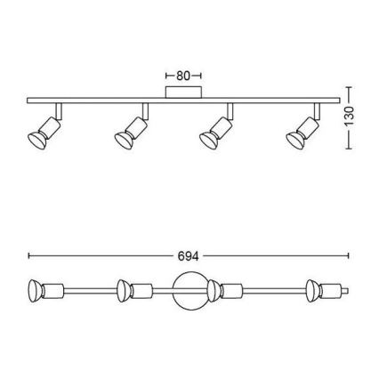 Philips - Akcentinis apšvietimas 4xGU10/50W/230V balta