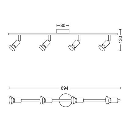 Philips - Akcentinis apšvietimas 4xGU10/50W/230V juoda