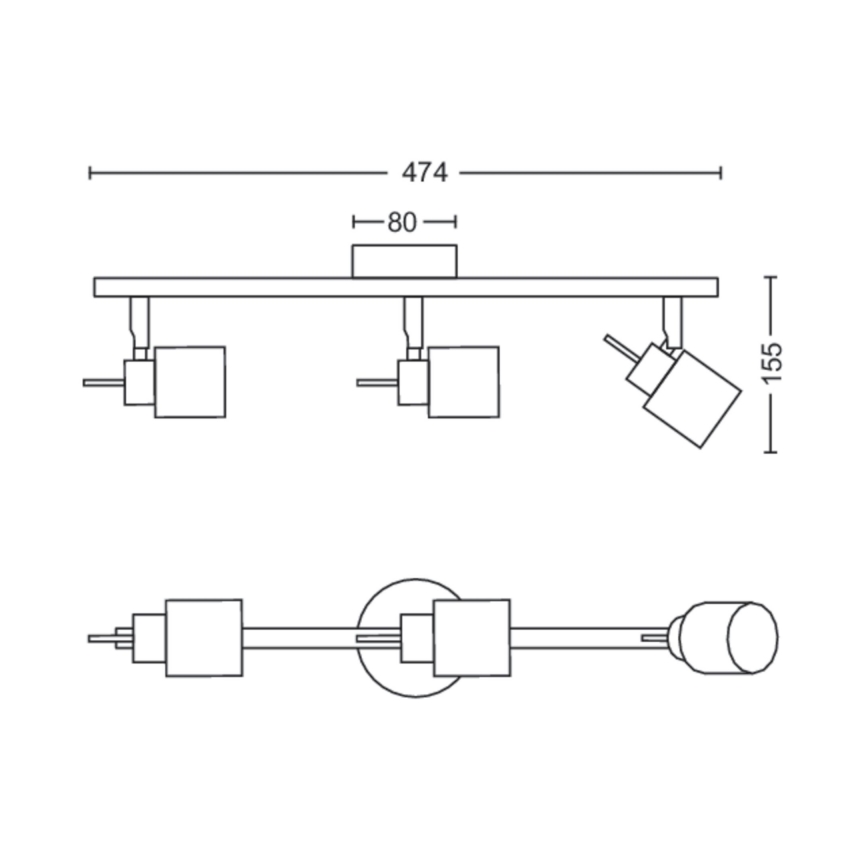 Philips - Akcentinis apšvietimas 3xGU10/35W/230V juoda