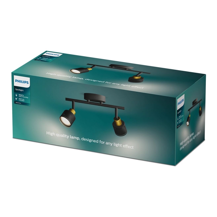 Philips - Akcentinis apšvietimas NIALL 2xGU10/5W/230V juoda/žalvaris