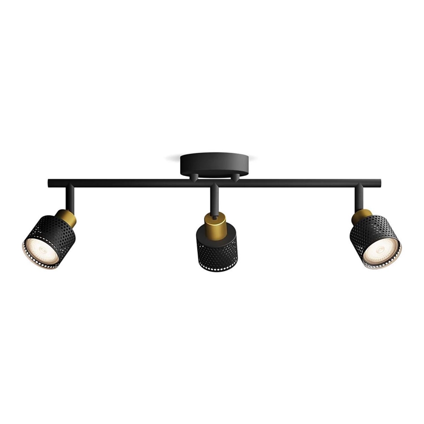 Philips - Akcentinis apšvietimas NIALL 3xGU10/5W/230V juoda/žalvaris