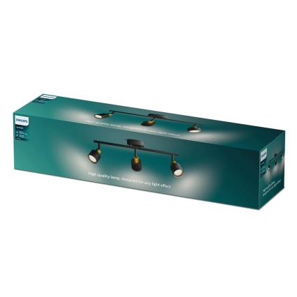 Philips - Akcentinis apšvietimas NIALL 3xGU10/5W/230V juoda/žalvaris