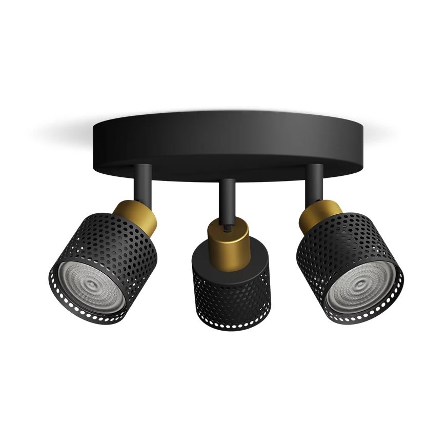 Philips - Akcentinis apšvietimas NIALL 3xGU10/5W/230V juoda/žalvaris
