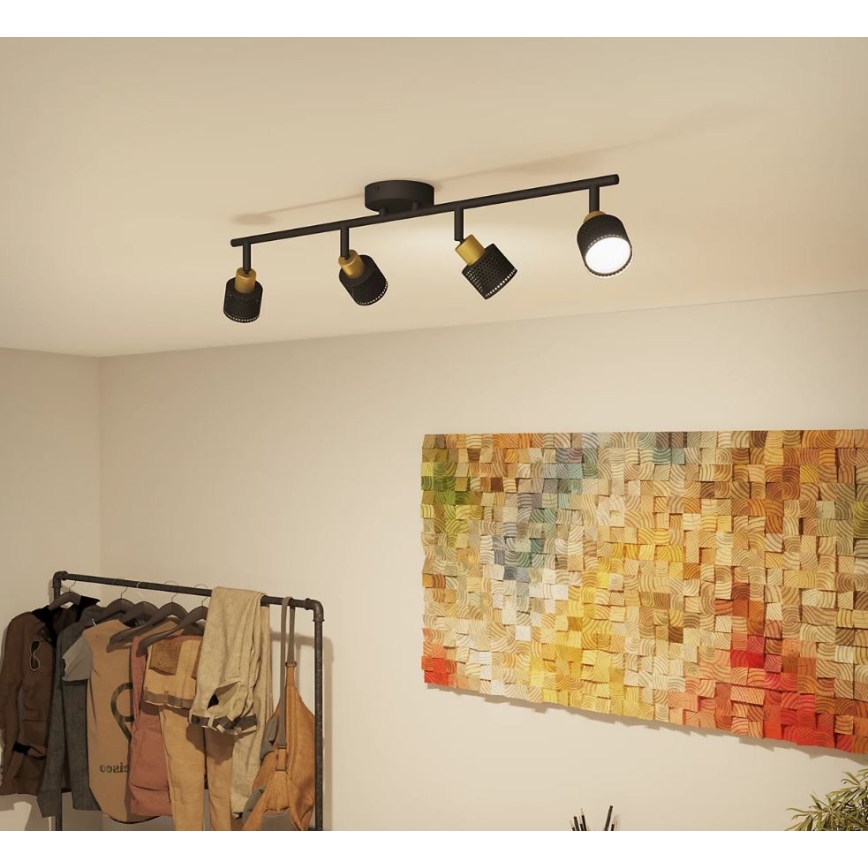 Philips - Akcentinis apšvietimas NIALL 4xGU10/5W/230V juoda/žalvaris