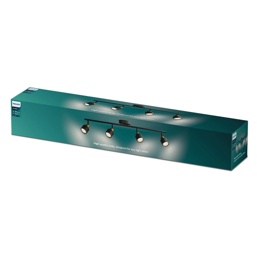 Philips - Akcentinis apšvietimas NIALL 4xGU10/5W/230V juoda/žalvaris