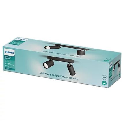 Philips - Akcentinis vonios šviestuvas IDRIS 2xGU10/5W/230V IP44 juoda
