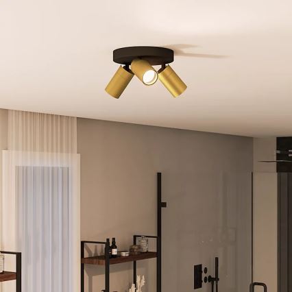Philips - Akcentinis vonios šviestuvas IDRIS 3xGU10/5W/230V IP44 juoda/auksas