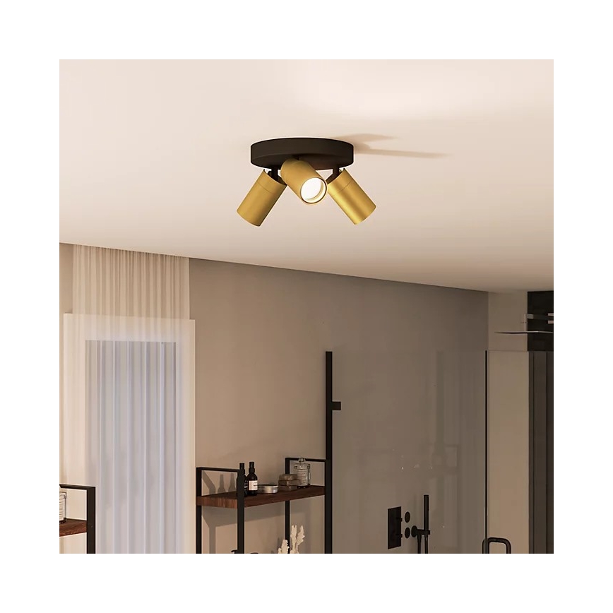 Philips - Akcentinis vonios šviestuvas IDRIS 3xGU10/5W/230V IP44 juoda/auksas