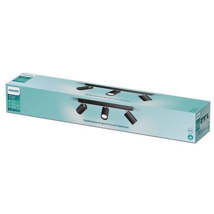 Philips - Akcentinis vonios šviestuvas IDRIS 3xGU10/5W/230V IP44 juoda
