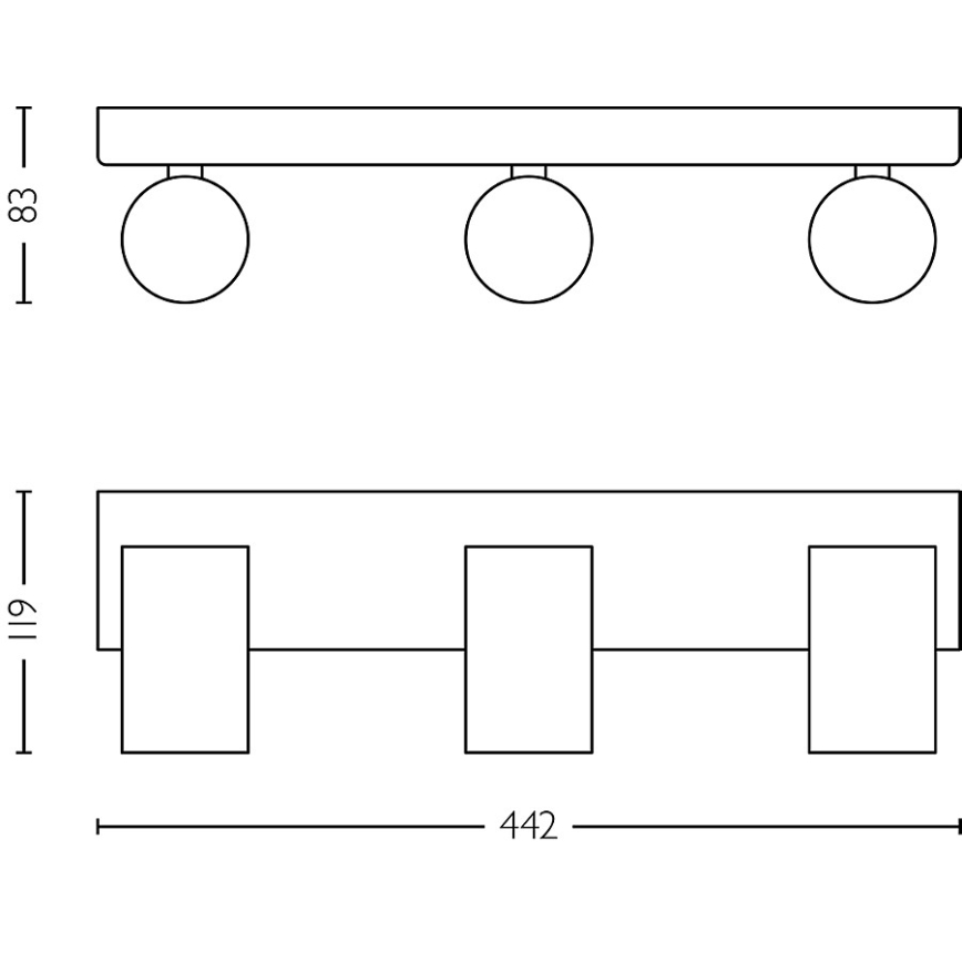 Philips - Akcentinis vonios šviestuvas IDRIS 3xGU10/5W/230V IP44 juoda