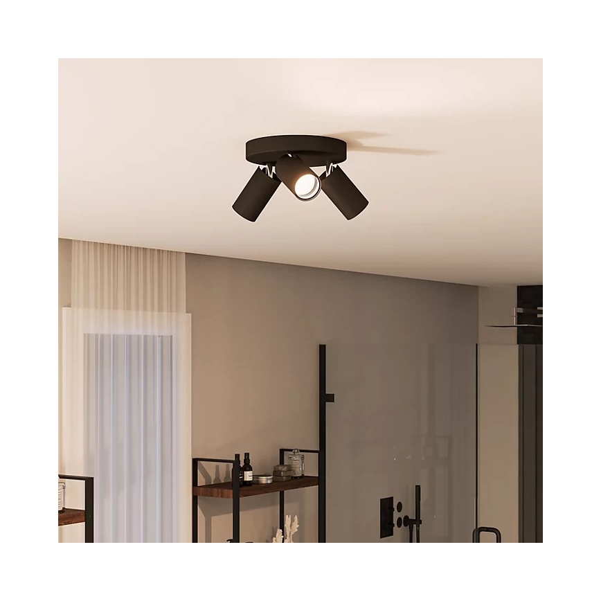 Philips - Akcentinis vonios šviestuvas IDRIS 3xGU10/5W/230V IP44 juoda