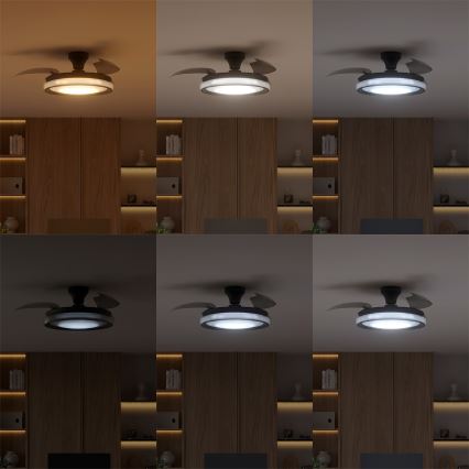 Philips - reguliuojamas LED lubinis šviestuvas su ventiliatoriumi BLISS LED/35W/230V juodas + nuotolinis pultas