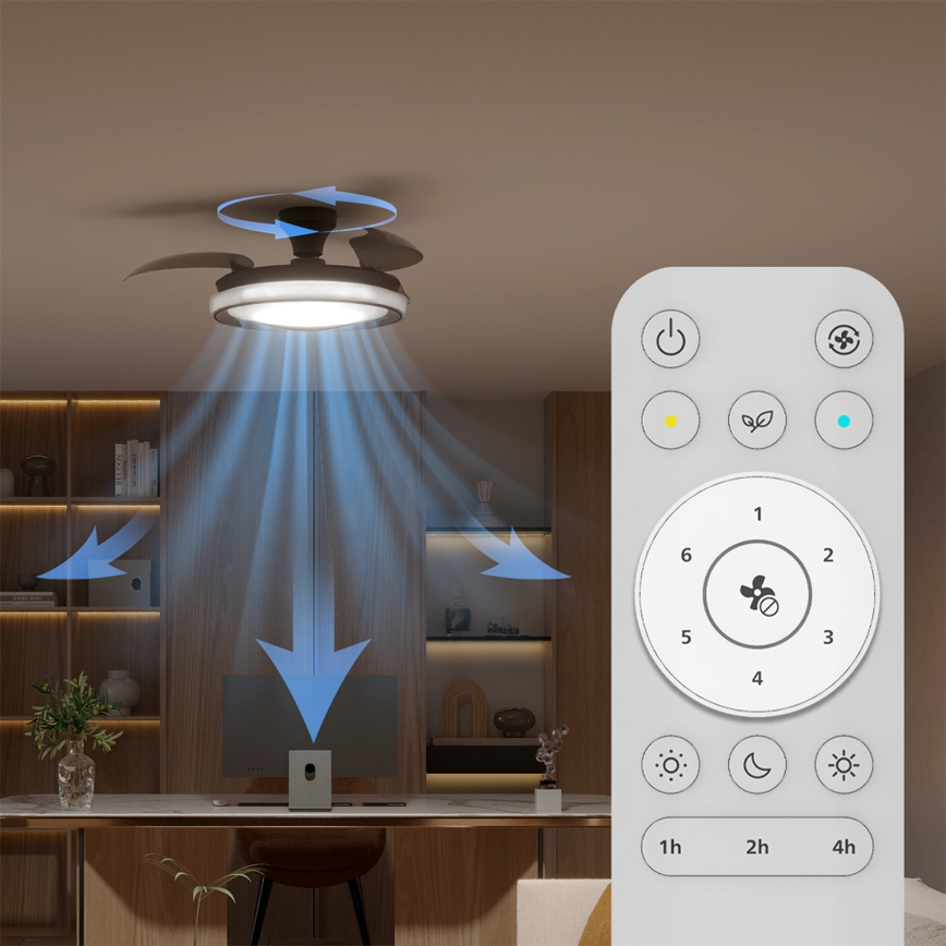 Philips - reguliuojamas LED lubinis šviestuvas su ventiliatoriumi BLISS LED/35W/230V juodas + nuotolinis pultas