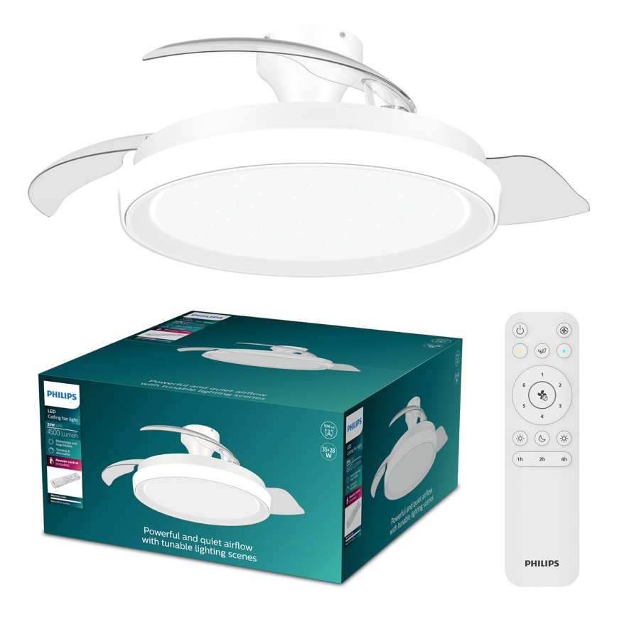 Philips - LED reguliuojamas lubinis šviestuvas su ventiliatoriumi BLISS LED/35W/230V baltas + nuotolinis valdymas