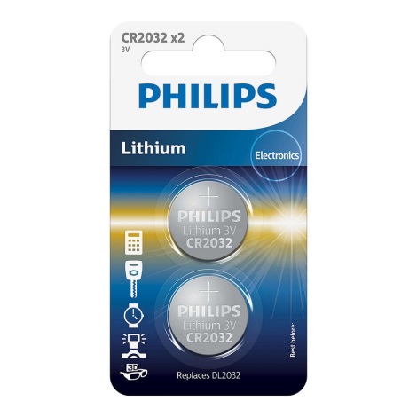 Philips CR2032P2/01B - 2 vnt Ličio baterijos  (tabletė) CR2032 MINICELLS 3V